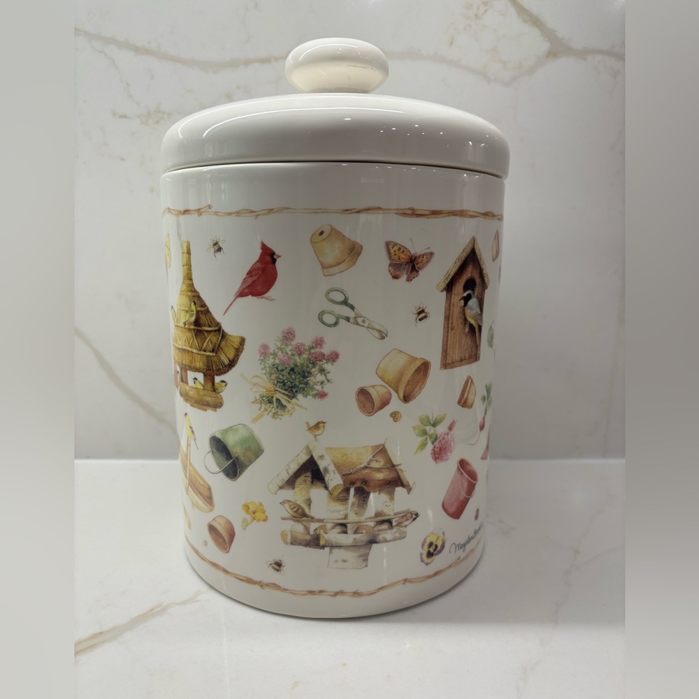 Large Decorative Ceramic Canister Jar by Marjolein Bastien for Hallmark Garden